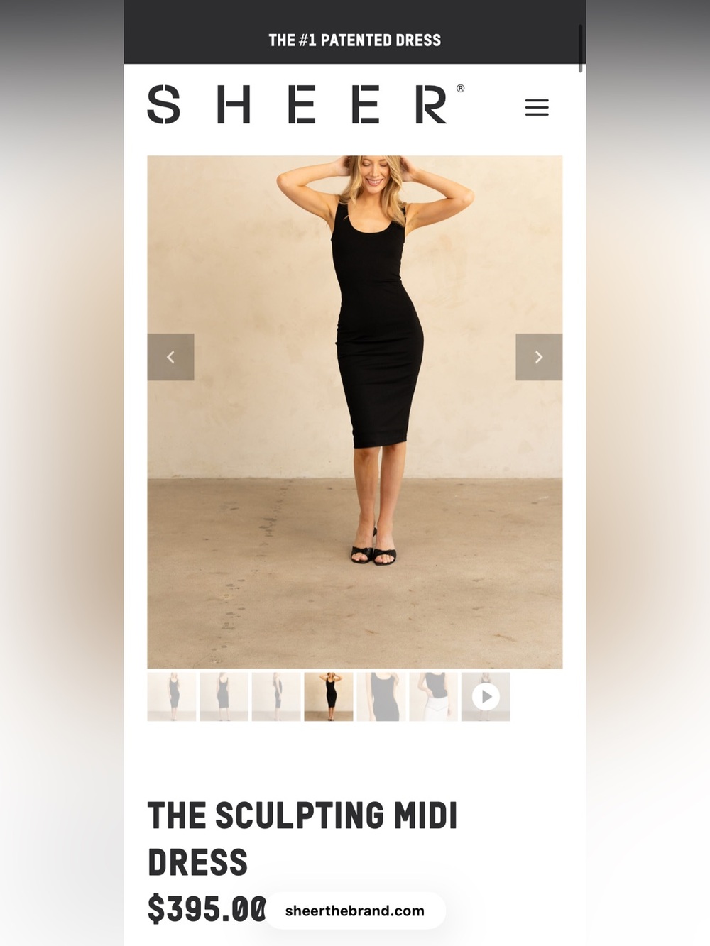 Sheer Sculpting Midi Dress in Black